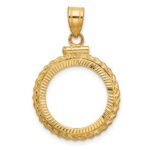 Wideband Distinguished Coin Jewelry 14k Polished and Diamond-cut Casted Rope 16.5mm x 1.35mm Screw Top Coin Bezel Pendant