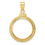 Wideband Distinguished Coin Jewelry 14k Polished Casted Rope 18.0mm x 1.35mm Screw Top Coin Bezel Pendant - Image 3