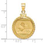 Wideband Distinguished Coin Jewelry 14k Polished Casted Rope Mounted 1/10oz Panda Screw Top Coin Bezel Pendant - Image 2