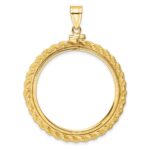 Wideband Distinguished Coin Jewelry 14k Polished Casted Rope 32.7mm x 3.00mm Screw Top Coin Bezel Pendant - Image 3