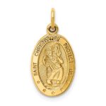 14k Polished Saint Christopher Medal Oval Charm