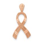 14k Rose Gold Diamond-cut Awareness Ribbon Pendant