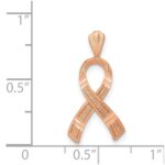 14k Rose Gold Diamond-cut Awareness Ribbon Pendant - Image 4