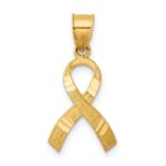 14k Diamond-cut Awareness Ribbon Pendant