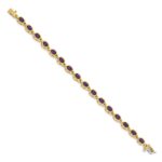 14k Complete Oval Amethyst Bezel-set 7 inch Bracelet - Image 2