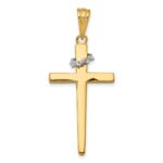 14K Two-Tone Cross with Crown of Thorns Pendant
