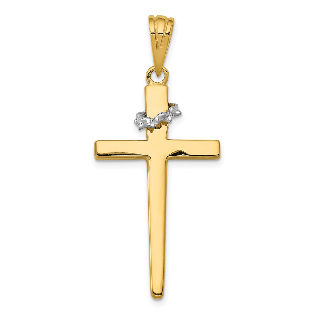 CG30A.jpg 14K Two-Tone Cross with Crown of Thorns Pendant - Image 1