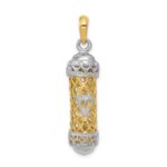 14K Two-Tone 3-D Mezuzah with Shin Charm