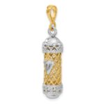 14K Two-Tone 3-D Mezuzah with Shin Charm - Image 4