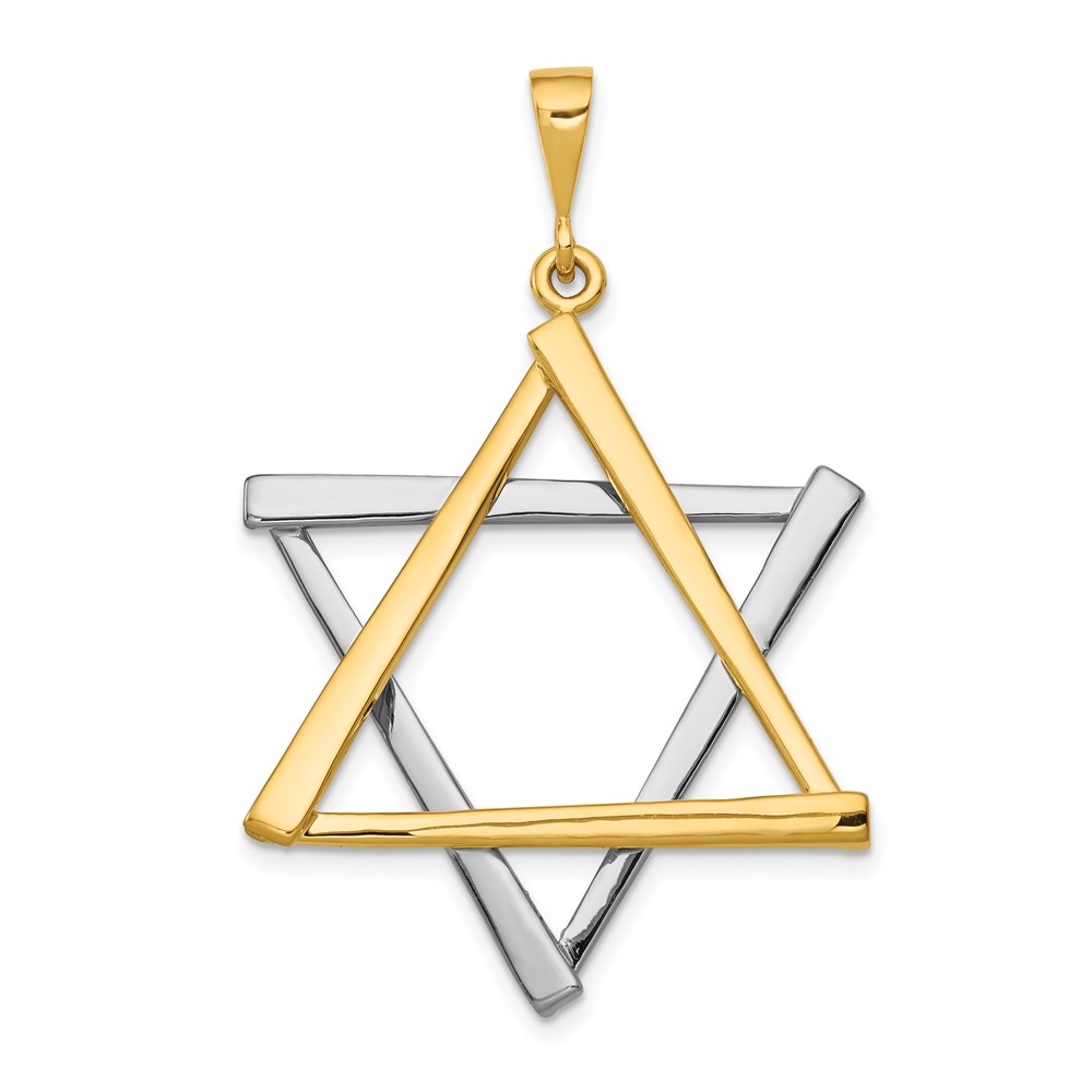 CG54.jpg 14k Two-tone Large Cut-out Star Of David Pendant - Image 1