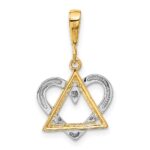 14K Two-Tone Star of David Heart Pendant - Image 3