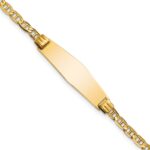 14k Polished Solid Chain/Solid Plate Anchor Link Soft Diamond Shape 24.5x7.5mm Plate ID Bracelet
