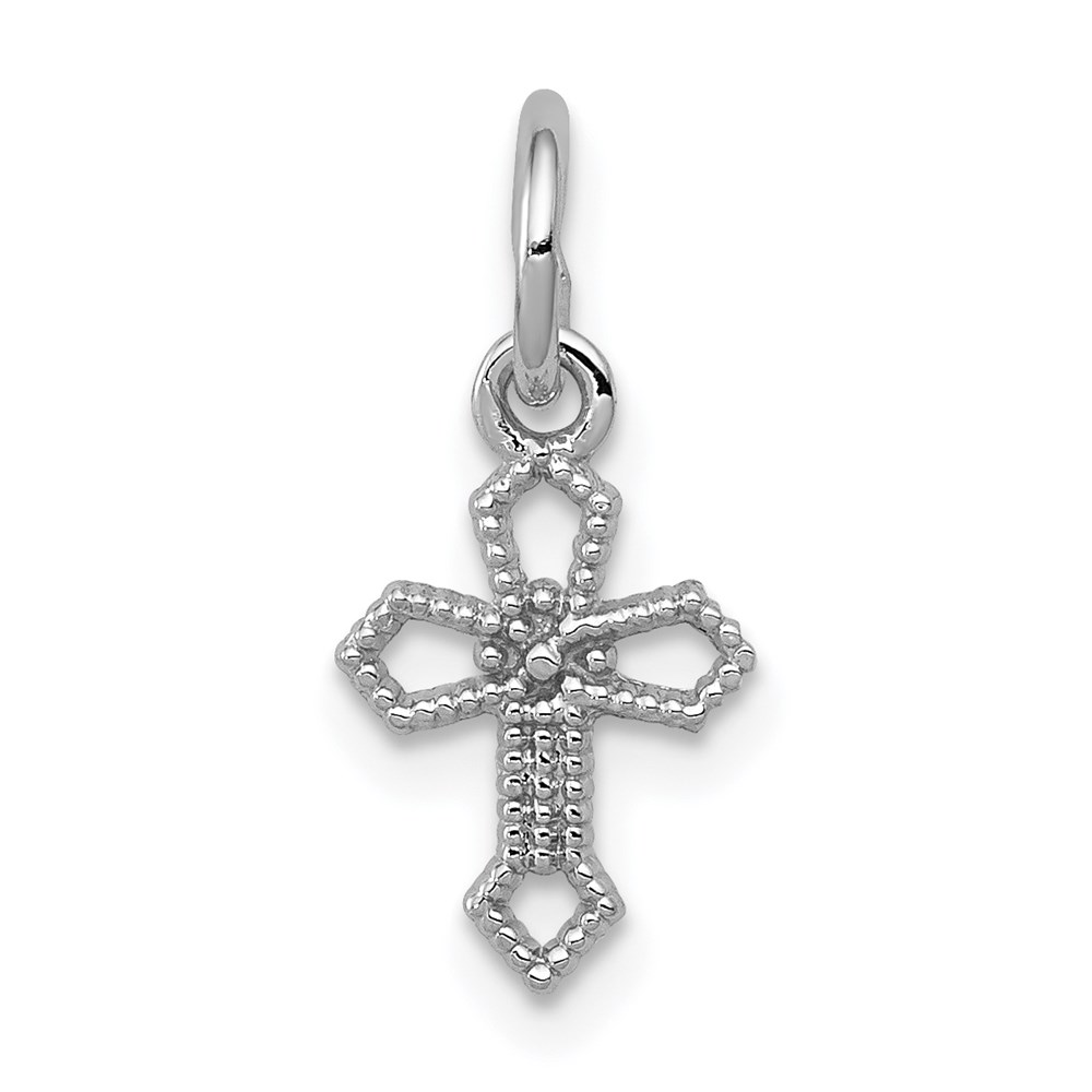 CH132.jpg 14k White Gold Passion Cross Charm - Image 1