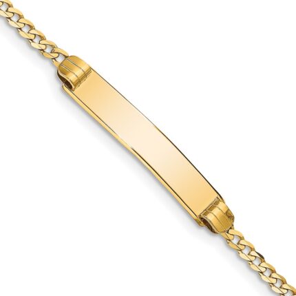 14k Polished Solid Chain/Solid Plate Curb Link 25x5mm Plate 8 inch ID Bracelet