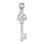14K White Gold 3-D Hearts Key Charm - Image 4
