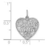 14k White Gold Polished DADDYS LITTLE GIRL in Heart Charm - Image 3