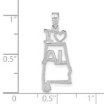 14K White Gold Solid I HEART AL Alabama State Pendant - Image 3