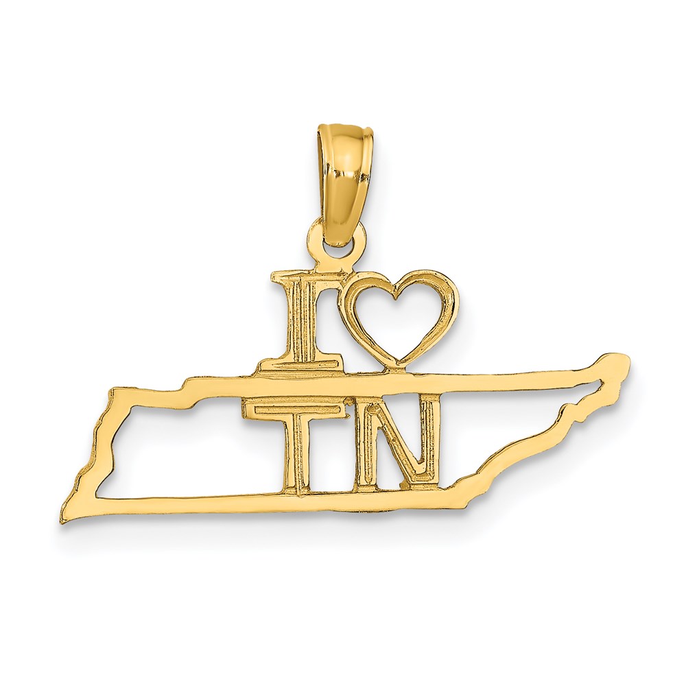 D1189.jpg 14k Solid I HEART TN Tennessee State Pendant - Image 1