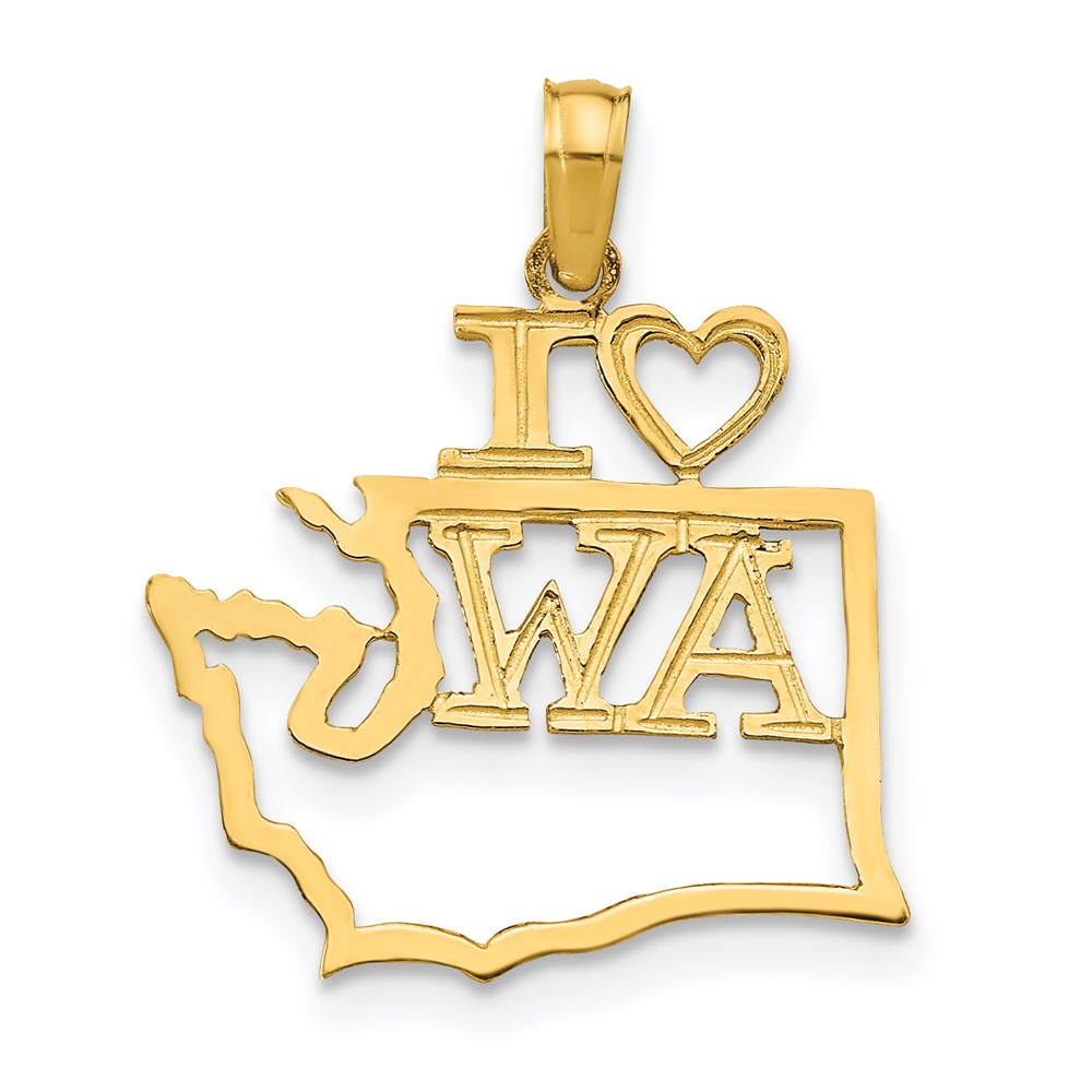 D1194.jpg 14k Solid I HEART WA Washington State Pendant - Image 1