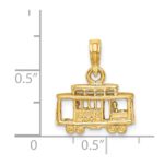 14k Solid Polished 3-D Trolley Car Pendant - Image 4