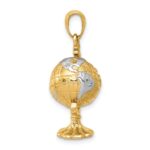 14K and White Rhodium 3-D Moveable Globe Pendant - Image 2