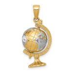 14K and White Rhodium 3-D Moveable Globe Pendant - Image 4