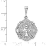 14k White Gold FIRE RESCUE Badge Pendant - Image 3