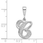 14KW White Gold Solid Polished Script Filigree Letter C Initial Pendant - Image 3