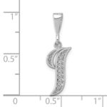 14KW White Gold Solid Polished Script Filigree Letter I Initial Pendant - Image 4