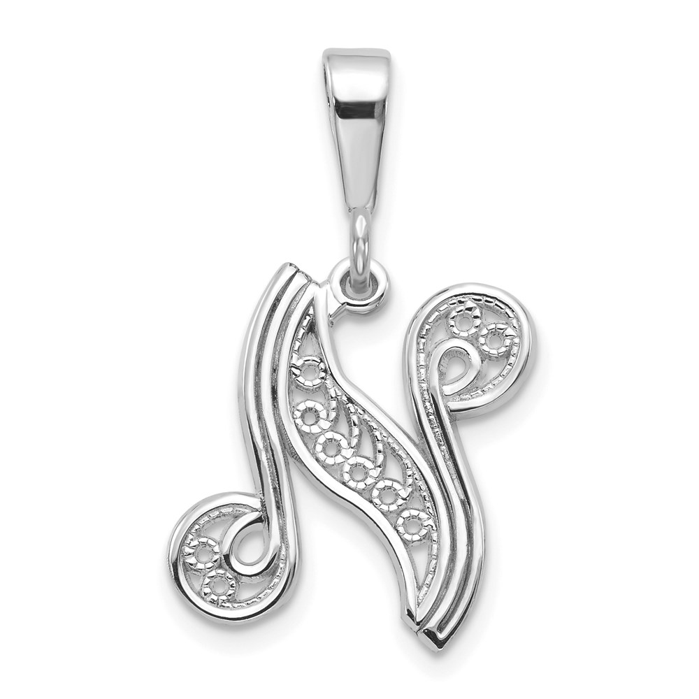 D1281N-1.jpg 10KW Filigree Initial N Pendant - Image 1