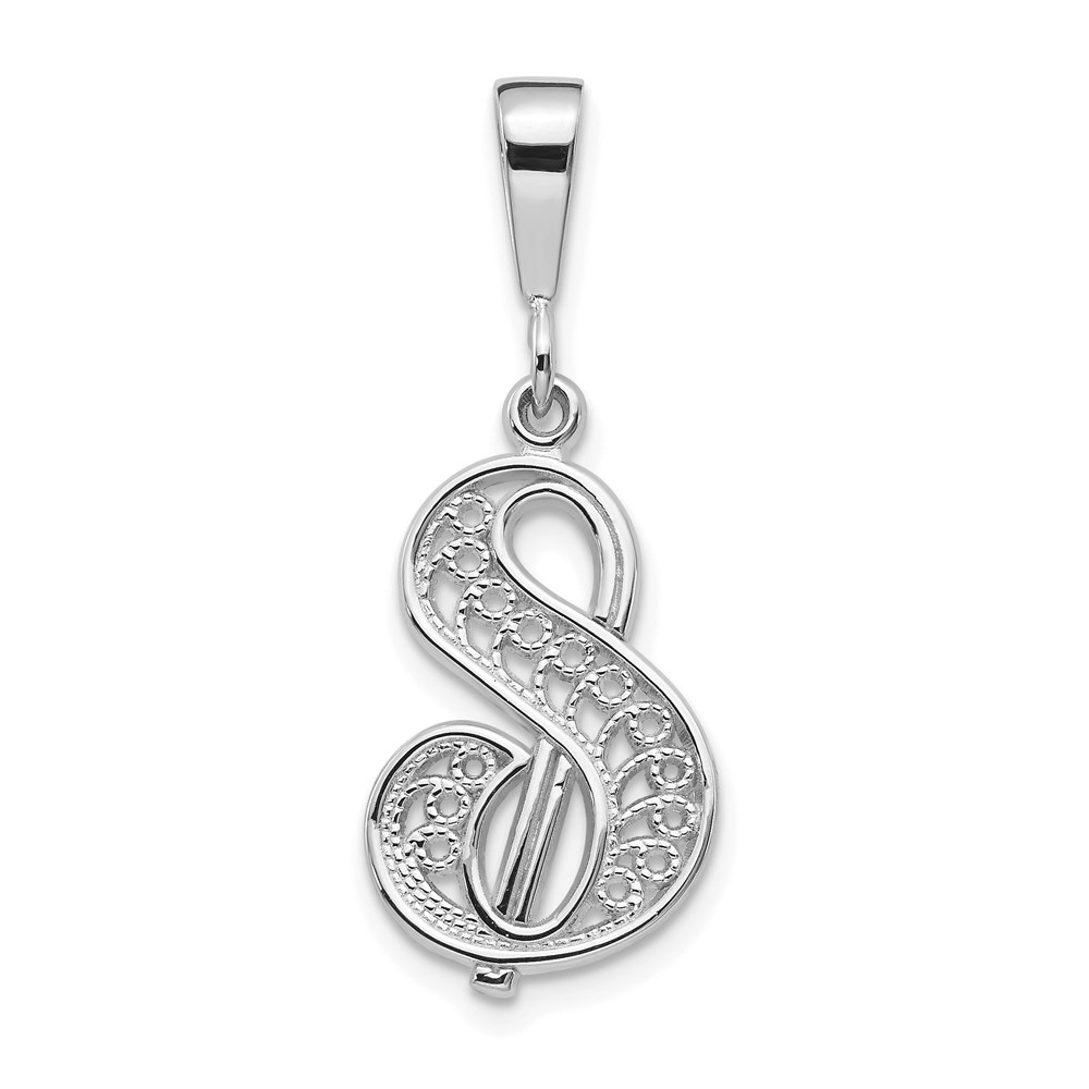D1281S-1.jpg 10KW Filigree Initial S Pendant - Image 1