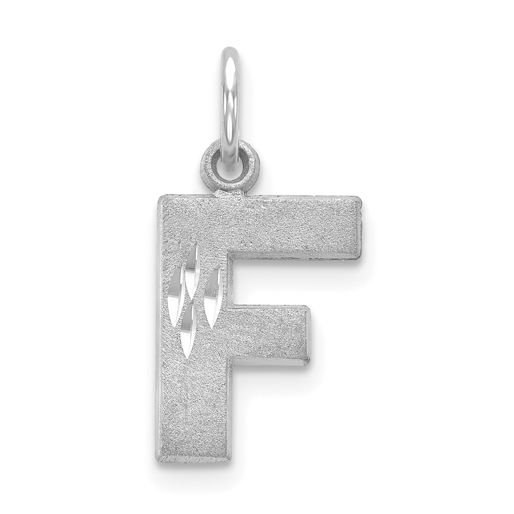 D1282F.jpg 14KW Satin Diamond-cut Letter F Initial Charm - Image 1