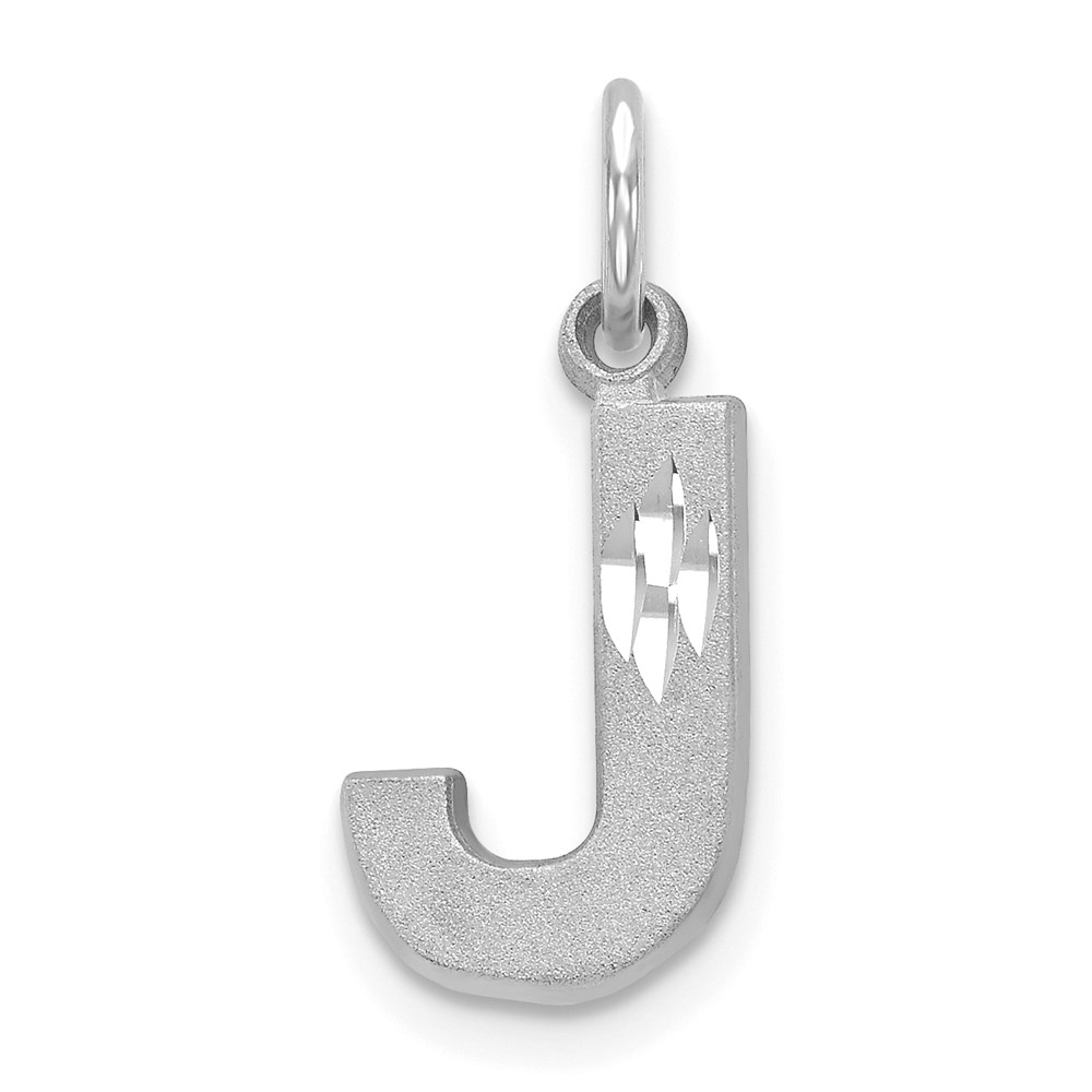 D1282J.jpg 14KW Satin Diamond-cut Letter J Initial Charm - Image 1