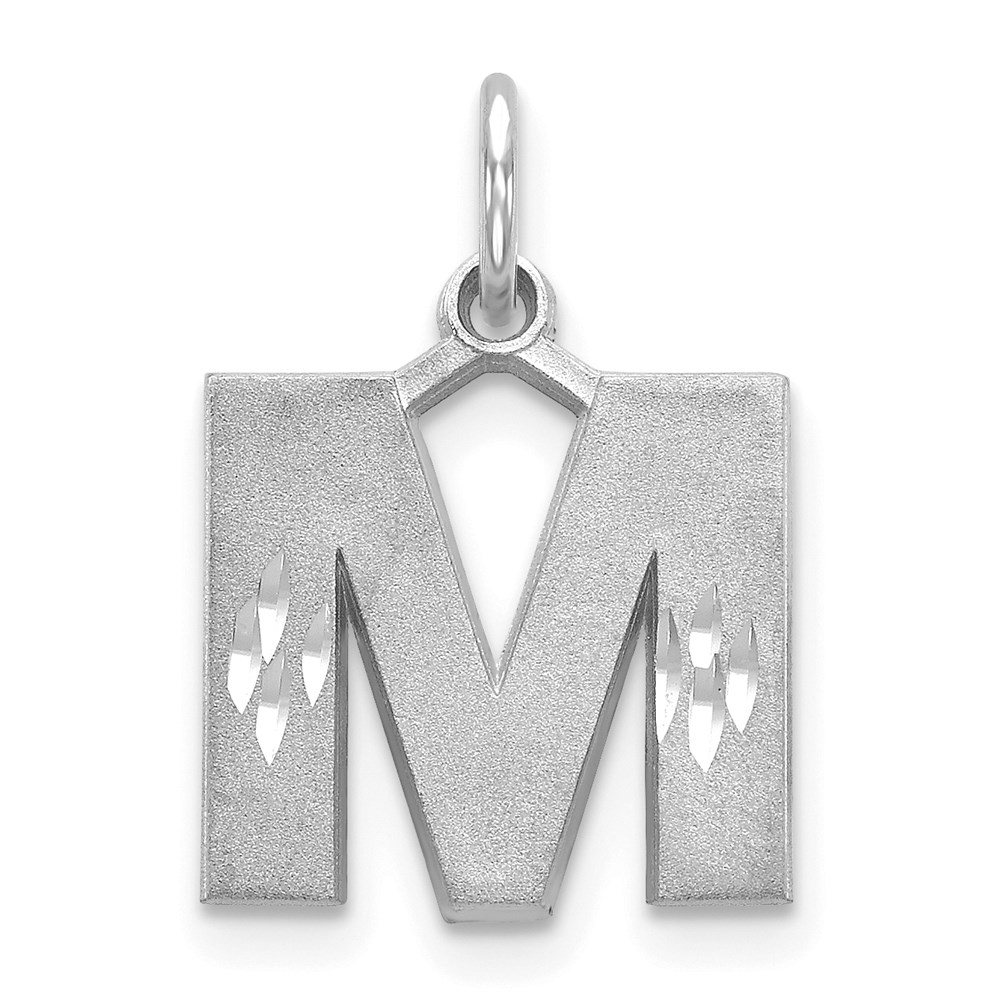 D1282M.jpg 14KW Satin Diamond-cut Letter M Initial Charm - Image 1