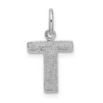 14KW Satin Diamond-cut Letter T Initial Charm - Image 4