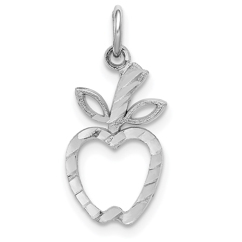 D1287.jpg 14k White Gold Diamond-cut Apple Charm - Image 1