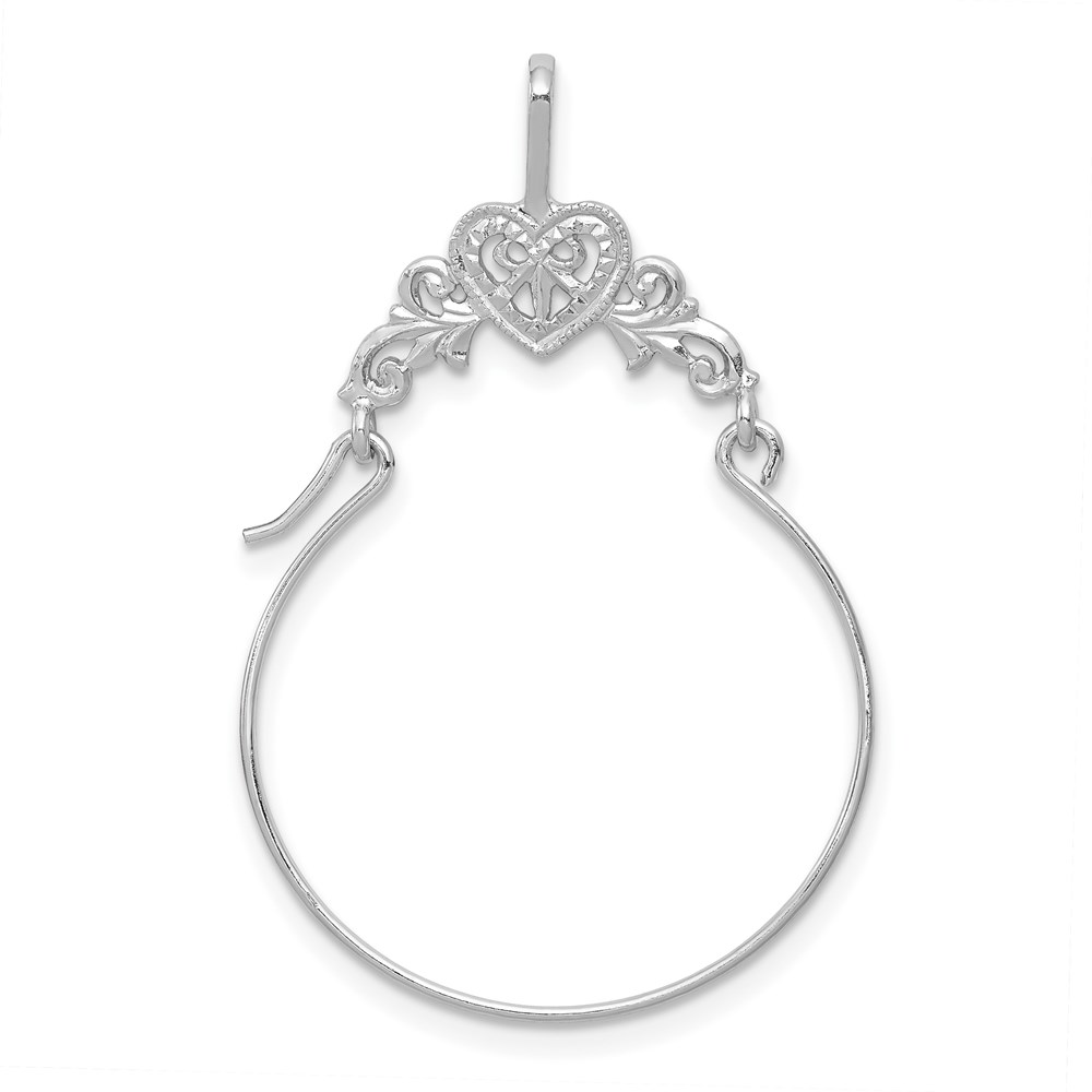 D1308W.jpg 14k White Gold Polished Filigree Heart Charm Holder Pendant - Image 1
