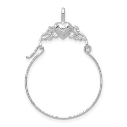 14K White Gold Polished Heart Charm Holder Pendant