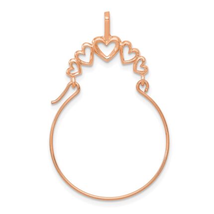 14k Rose Gold Polished 5-Heart Charm Holder Pendant