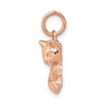 14k Rose Gold Solid Polished Open-Backed Cat with Ball Charm - Image 2