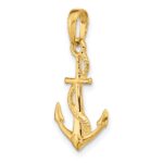 14K Solid Polished 3-D Anchor with Rope Pendant - Image 5