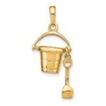 14K Polished 3-D Pail and Moveable Shovel Pendant - Image 3