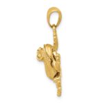 14k Solid Polished 3-D Frog with Moveable Back Legs and Mouth Pendant - Image 2