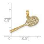 14K Solid Polished 3-D Tennis Racquet Charm - Image 3