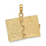 14K 3-D THE TEN COMMANDMENTS Book with Moveable Pages Pendant - Image 3
