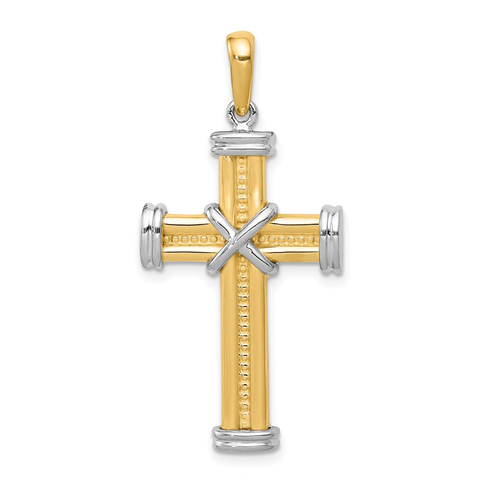 D1574.jpg 14k Two-tone Fancy -X- Cross Pendant - Image 1