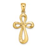 14k Polished Ribbon Cross Charm