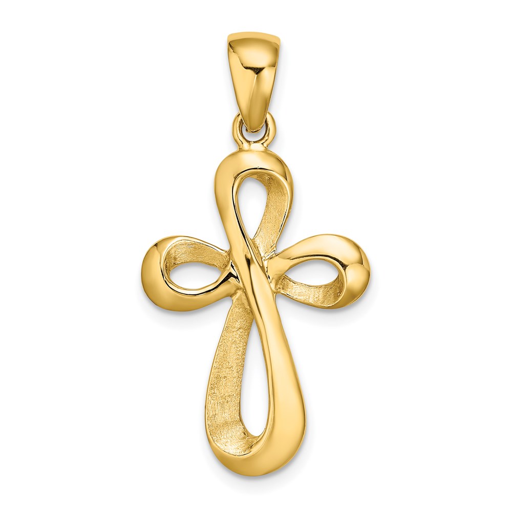 D1619.jpg 14k Polished Ribbon Cross Charm - Image 1