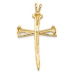 14K Polished and Textured Nail Cross Charm - Image 4