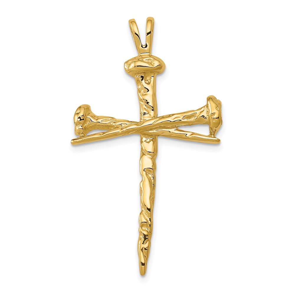 D164.jpg 14K Polished and Textured Nail Cross Charm - Image 1